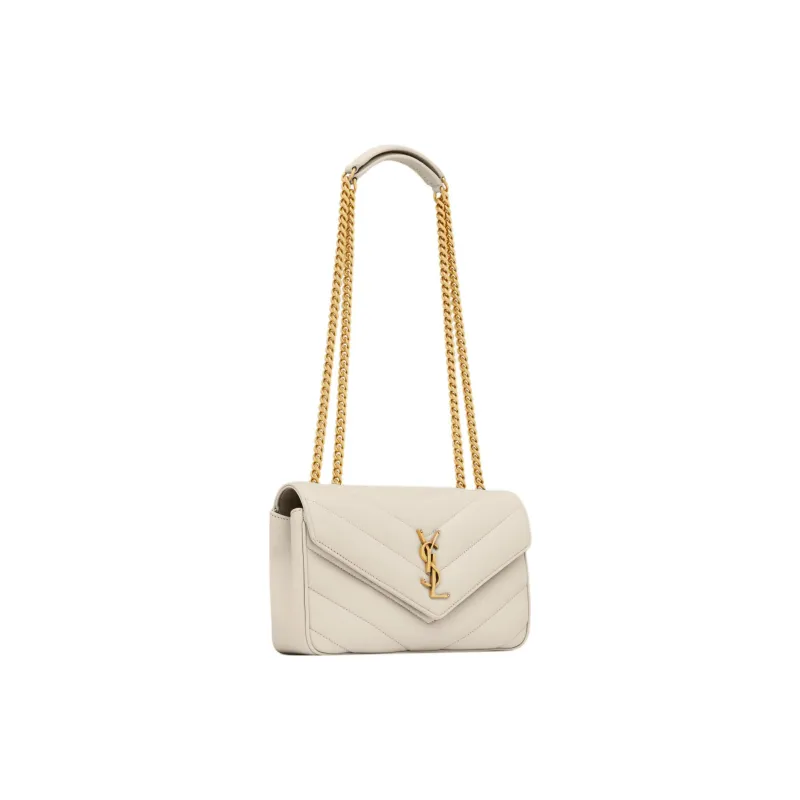 SAINT LAURENT LOULOU Sheepskin Shoulder Bag Small Size Women's Ecru-1