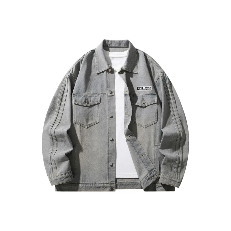 Qnxeey Denim Jacket Unisex Black-3
