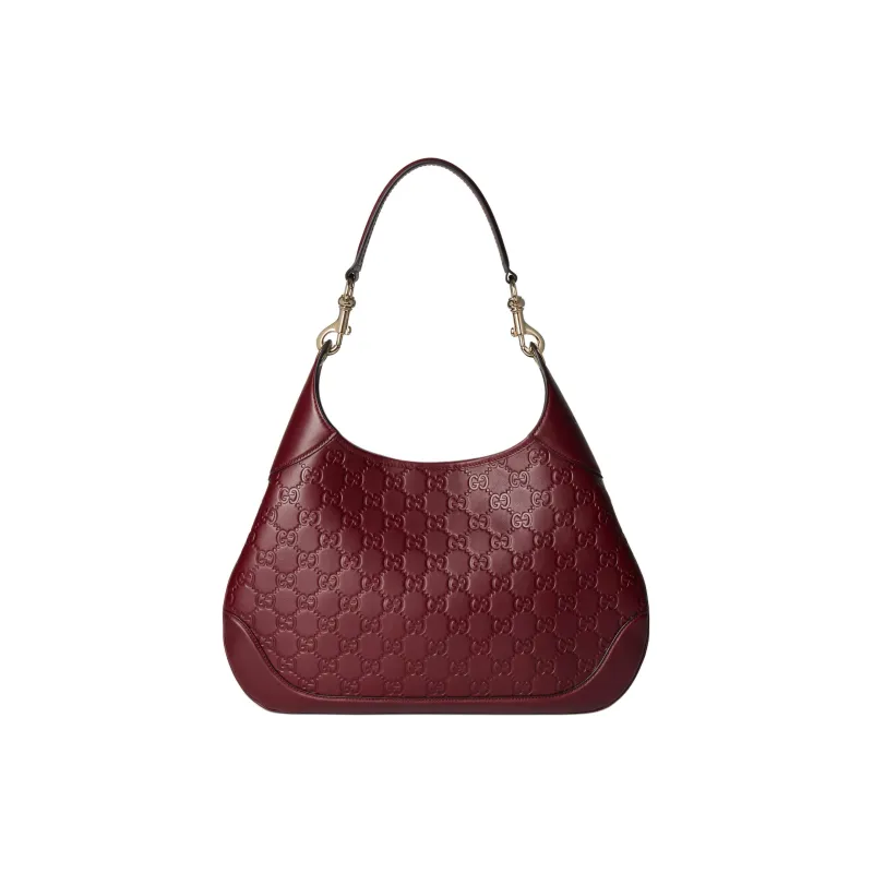 GUCCI Leather Shoulder Bag Small Size Women's Red-4