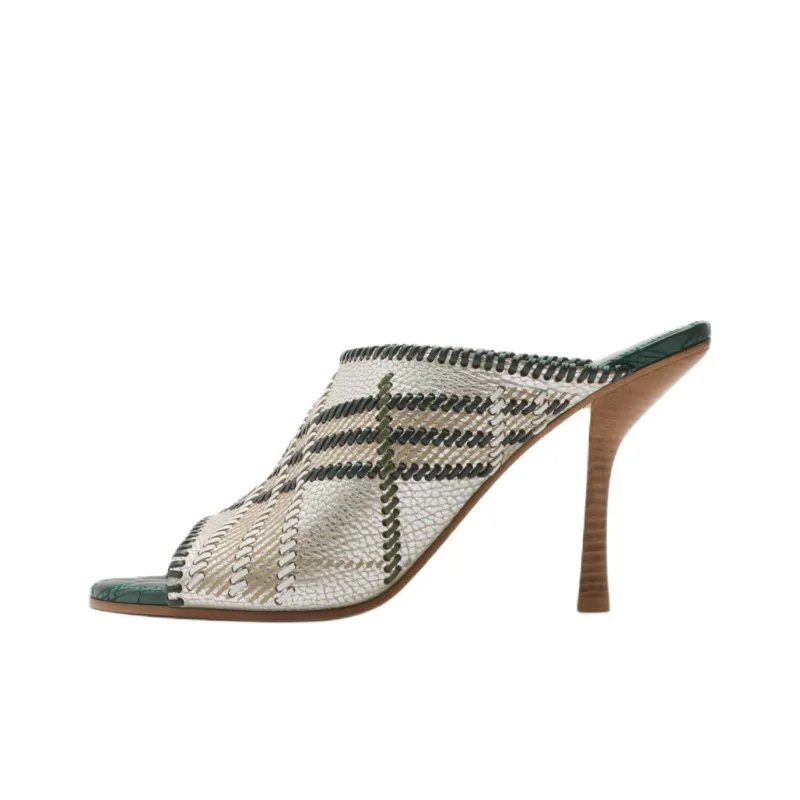 Burberry Slide Slippers 9cm Women's Green-0