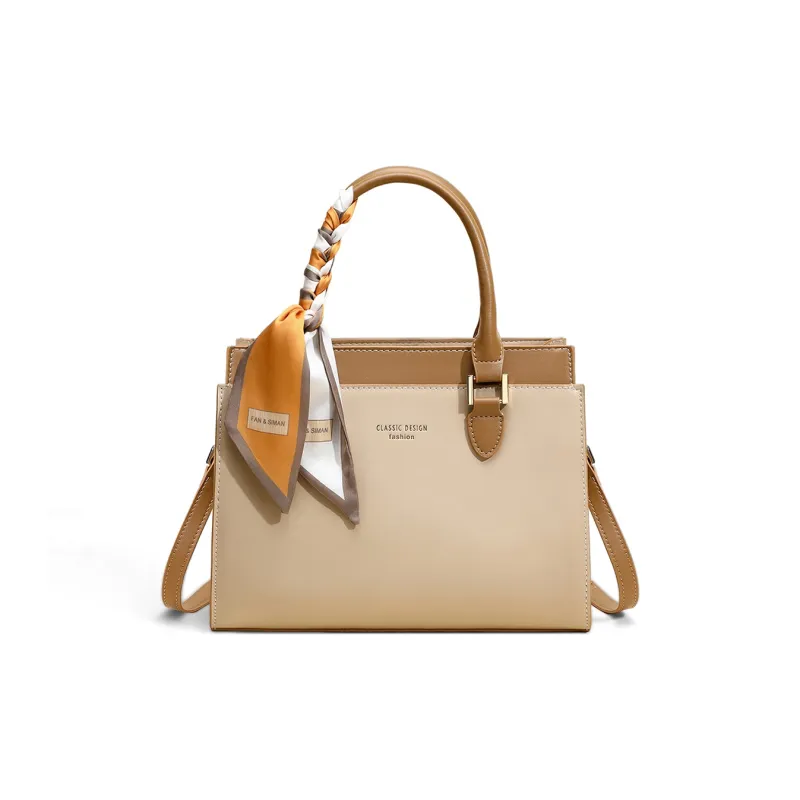 COMELY Cow Leather Handbag, Mommy Tote, Tote Bag, Shopping Bag, Shoulder Bag, Crossbody Bag Regular Women's Khaki-3
