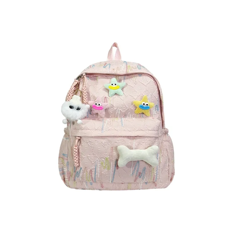 SEVENMOONS Nylon Backpack Unisex White/Black/Pink/Yellow/Sky Blue-5