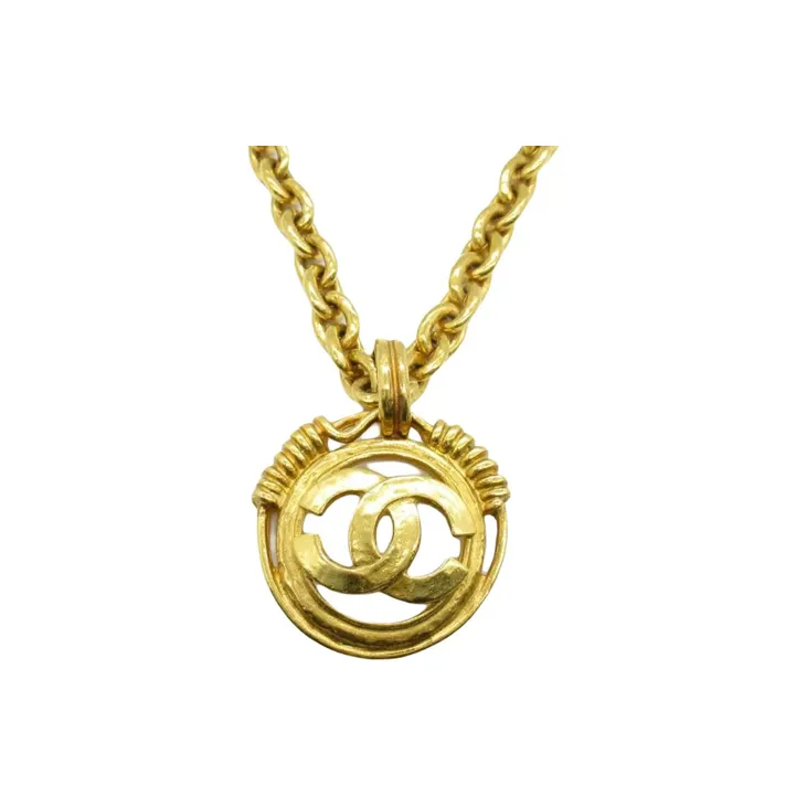 CHANEL 1986 1988 Cc Logo Pendant Necklace-0