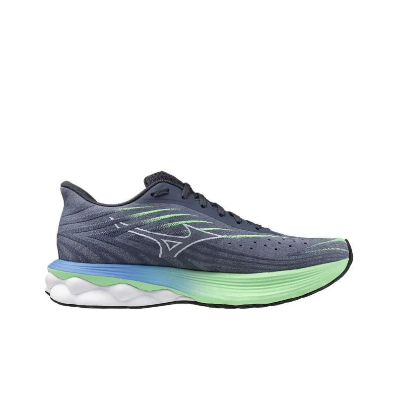 Mizuno WAVE SKYRISE 6 Cushioning, Slip Resistant, And Breathable Low Top Running Shoes Men's Gray Green Blue-1