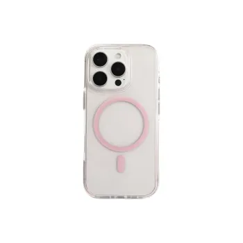 Sopi Acrylic Material Pink Transparent Magnetic Phone Cases Compatible With IPhone 16/15 Pro Max/Apple 13/14 Pro/Max