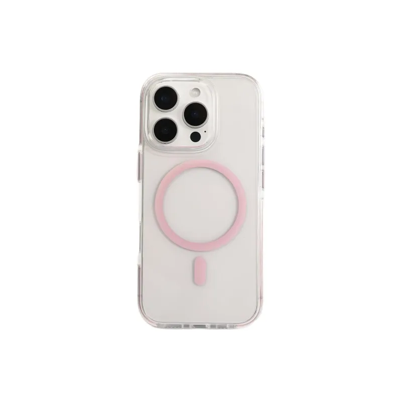 Sopi Acrylic Material Pink Transparent Magnetic Phone Cases Compatible With IPhone 16/15 Pro Max/Apple 13/14 Pro/Max-0