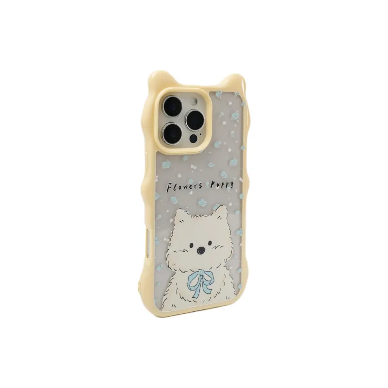 Wei Xin Acrylic Material Blue Floral West Highland Phone Cases Compatible With IPhone 16/15 Pro Max/Apple 13/14 Pro/Max-2