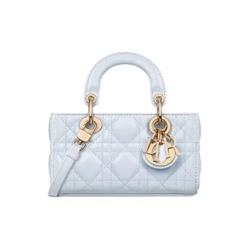 DIOR Lady D Joy Lambskin One Shoulder Handbag Micro Women's Blue