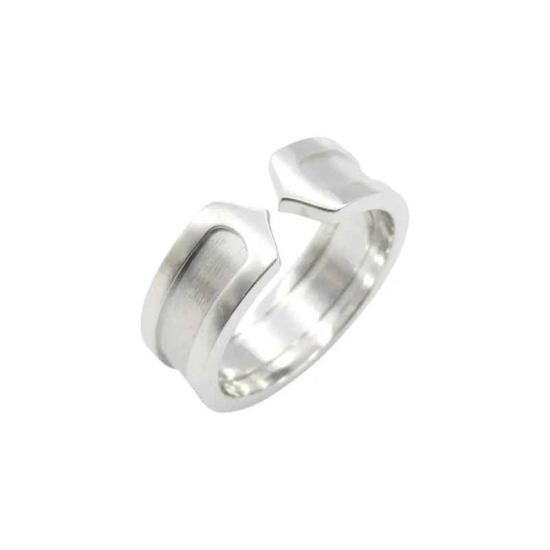 Cartier 2010s 18K White Gold Double C Ring-2