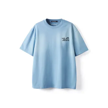 HLA JEANS Short Sleeved T Shirts Men's Sky Blue Pattern 14