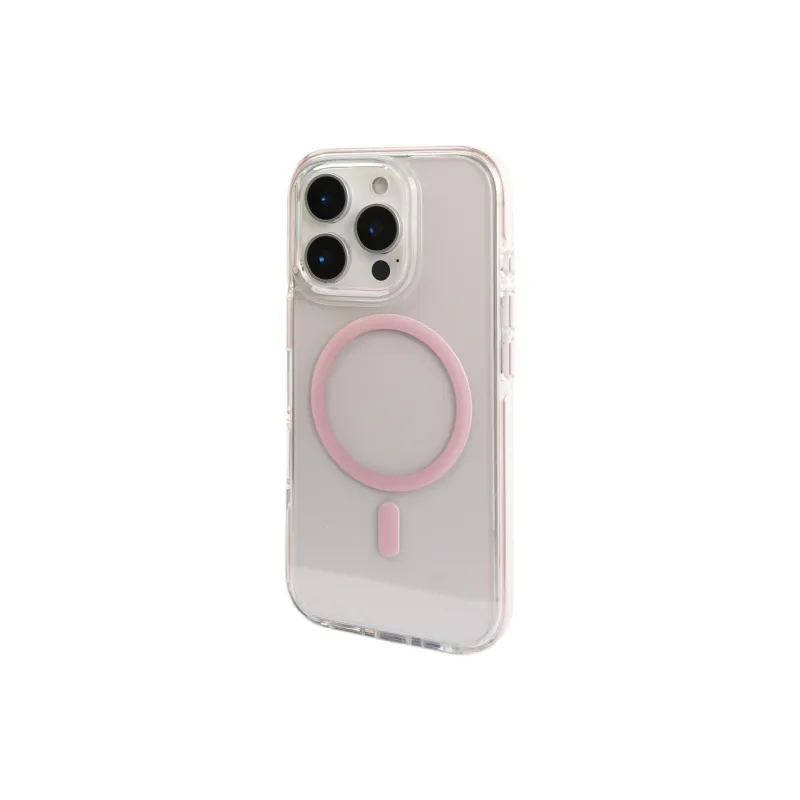 Sopi Acrylic Material Pink Transparent Magnetic Phone Cases Compatible With IPhone 16/15 Pro Max/Apple 13/14 Pro/Max-2