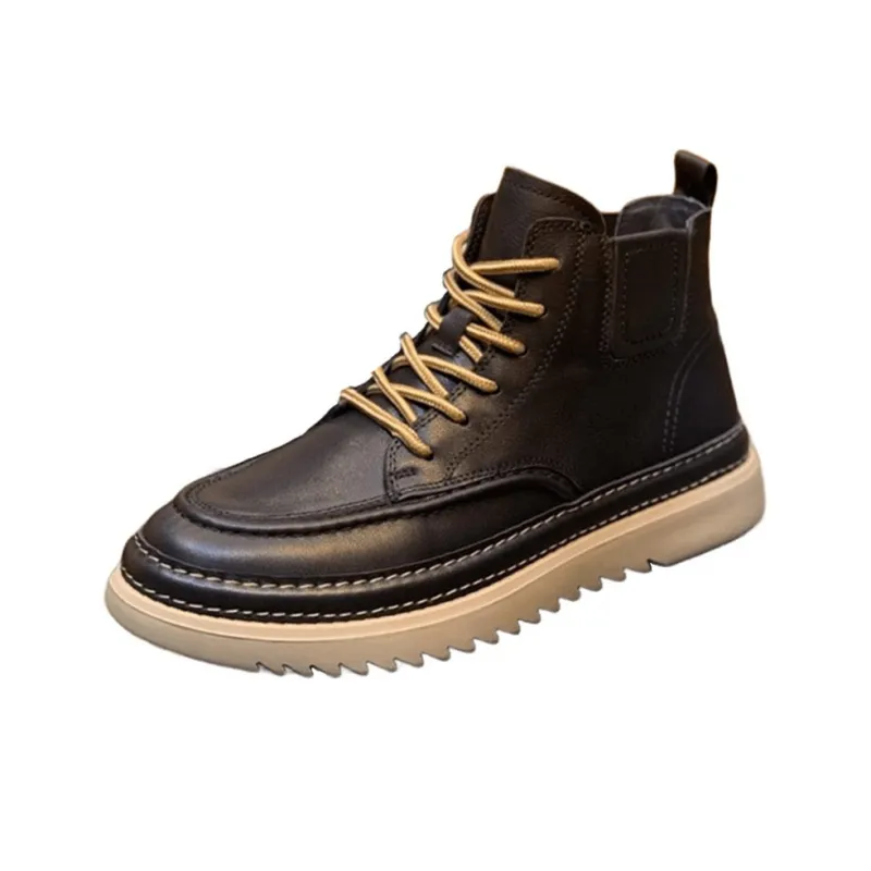 Ruomini Ankle Boots Low Heel Men's-2