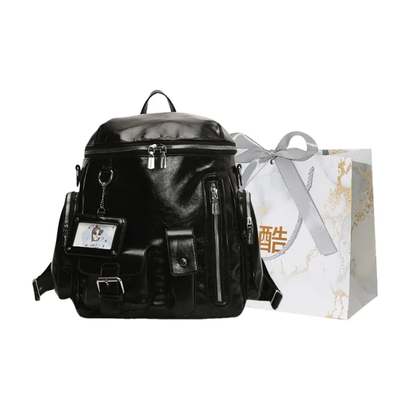 Cool PU Backpack Women's White/Yellow/Black-8