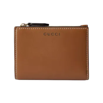 GUCCI GG Emblem Leather Wallet Medium Size Women's Brown