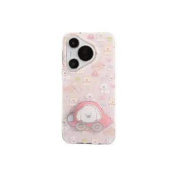 Sopi Acrylic Material Car Floral Puppy Stand Phone Cases Compatibility Huawei Mate 70/60/50 Pro/Pura 70/70 Pro+