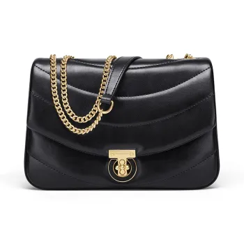 CNOLES Cow Leather Crossbody Bag Shoulder Bag Regular Women's Black Tortoise Shell
