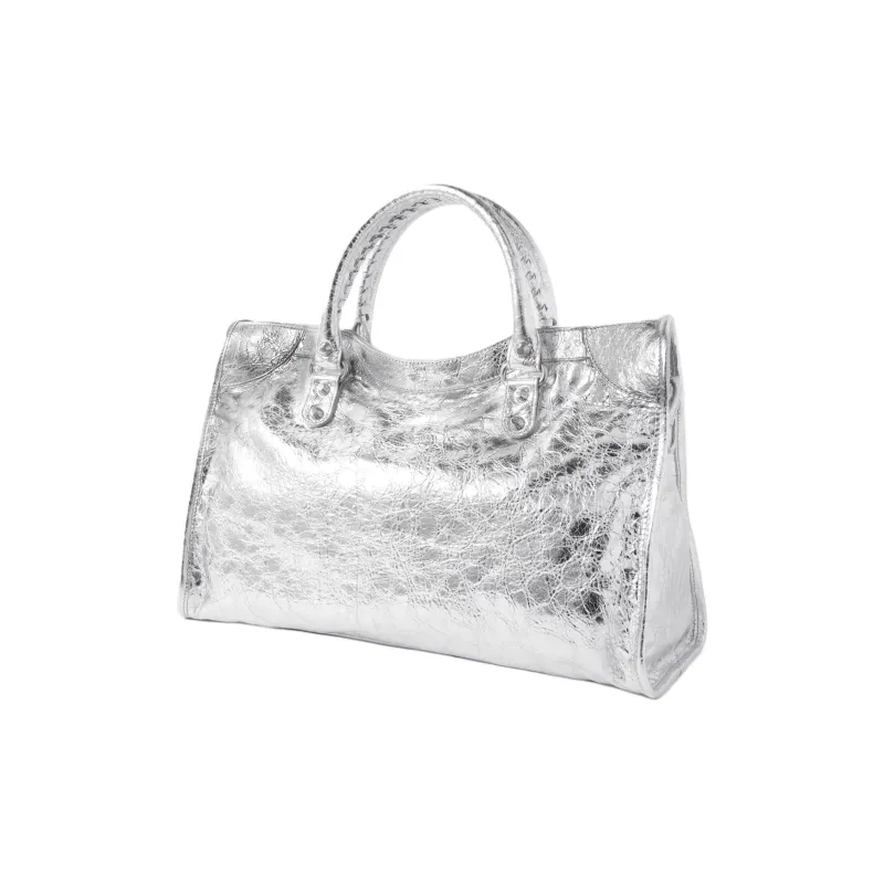 Balenciaga Le City Lambskin Shoulder Bag Crossbody Bag Handbag Medium Size Women's Silver-1