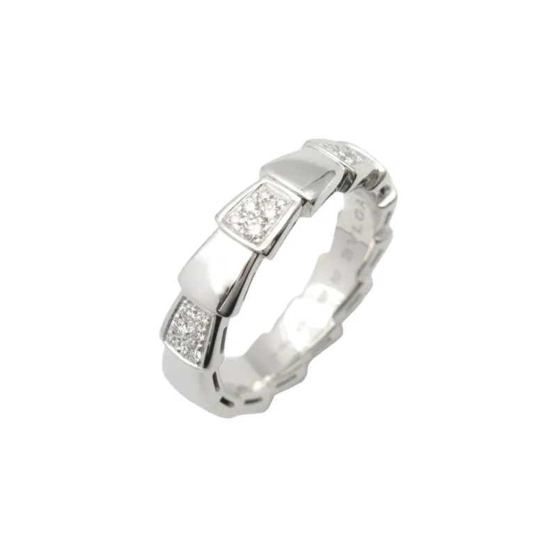 BVLGARI 2010s 18kt White Gold Serpenti Viper Diamond Ring-1