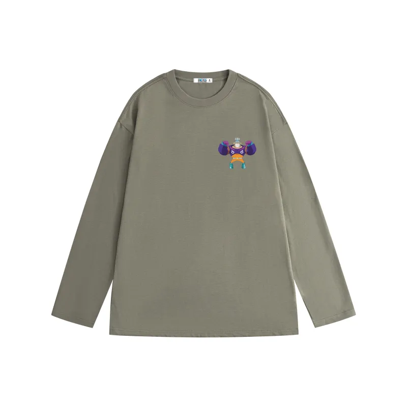 ONE PIECE Casual Students Long Sleeved T Shirt Men's Solid Color Basic-8