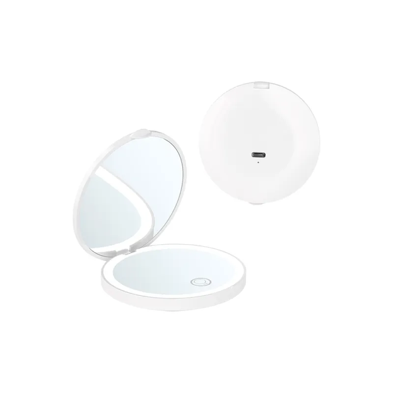 Shit Touchscreen Handheld Portable Foldable LED Mini Mirror With 2X Magnification Rechargeable Make up Tools-0