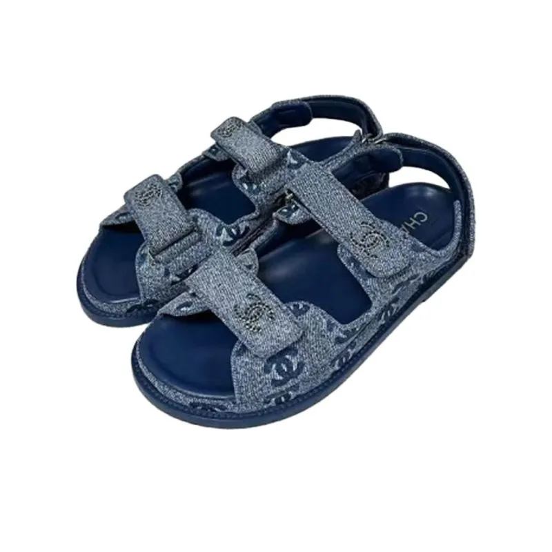 CHANEL 25S Beach Sandals Women's Blue-2