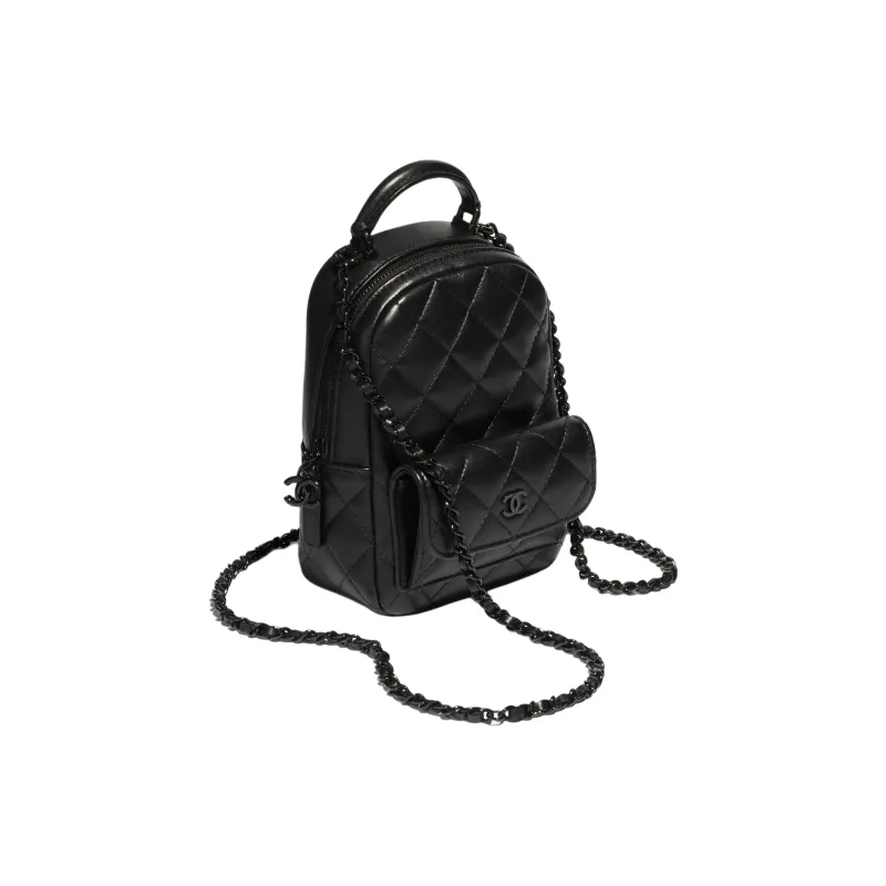 CHANEL Classic Flap CF Lambskin Backpack Mini Women's Black-2
