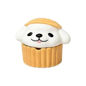 KERPA Creative Cake Puppy Ashtray With Lid, Adorable Style Ashtray, Home Living Room Tea Table Accessories, Small Size