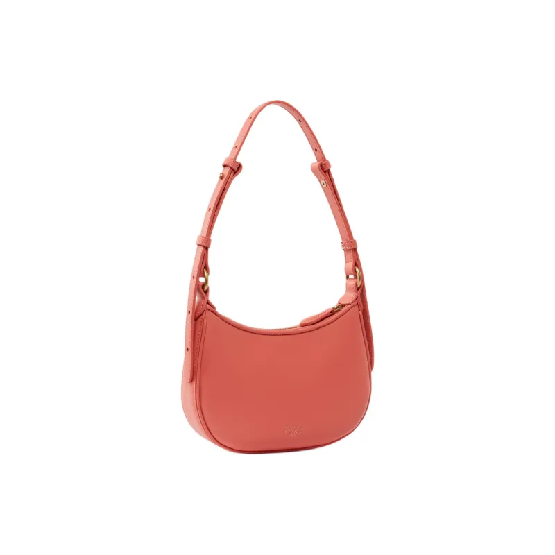PINKO Half Moon Series Cow Leather Shoulder Bag Small Size Women's Pink-1