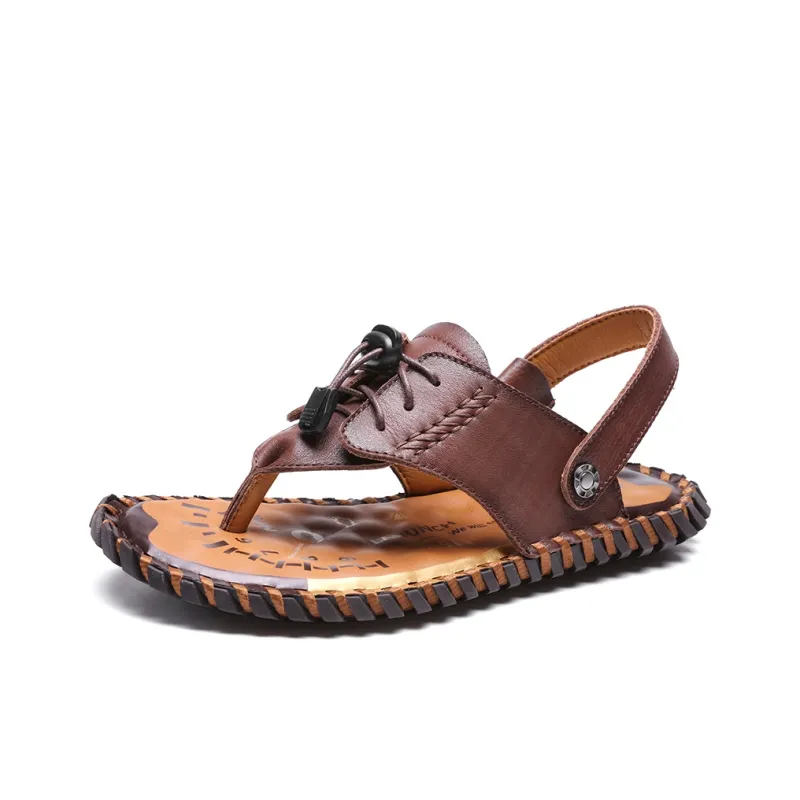 AMICNIEGD Beach Sandals Men Light Brown/Dark Brown/Khaki-7
