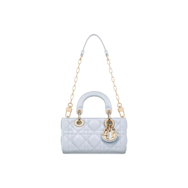 DIOR Lady D Joy Lambskin One Shoulder Handbag Micro Women's Blue-1