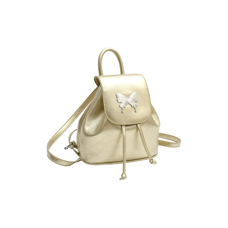 Dusen Kangaroo PU Backpack Women's Silver/Black/Gold/Ecru-9