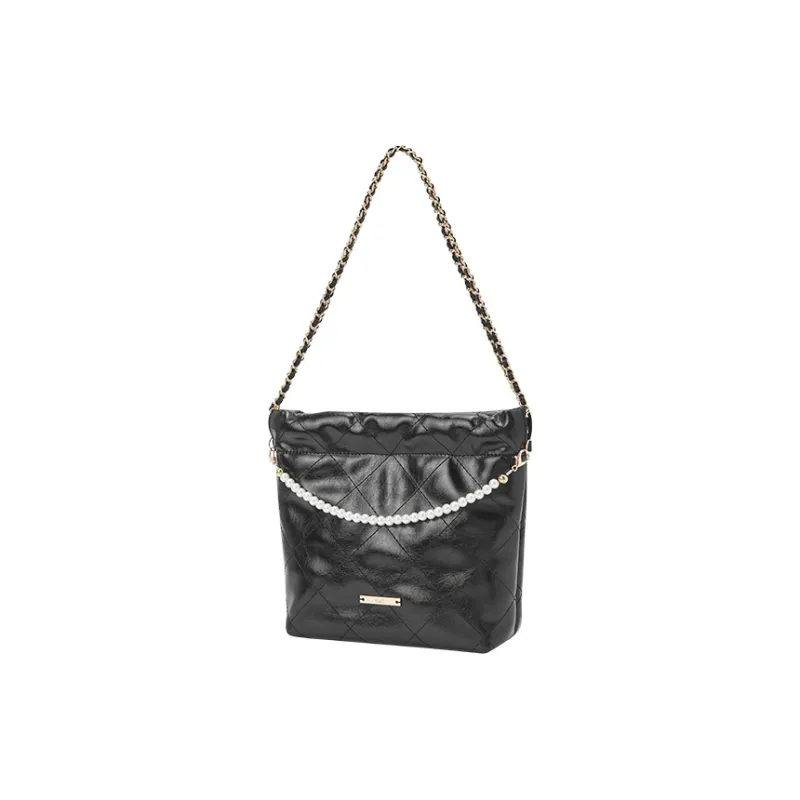 SEM/R Synthetic Leather Crossbody Bag Medium Size Women's Dream Pink/Smoky Silver/Black-7