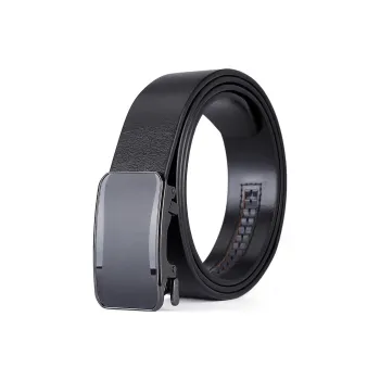 ROSEROOEN Top Grain Cow Leather Belts Men's Gunmetal Buckle With Black Body Crocodile Pattern 3.5cm