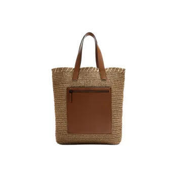ZARA Cellulose Material Tote Bag, Shopping Bag, Shoulder Bag, Handbag Men's Light Beige Yellow