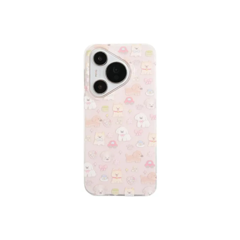 Sopi Acrylic Material Car Floral Puppy Stand Phone Cases Compatibility Huawei Mate 70/60/50 Pro/Pura 70/70 Pro+-4