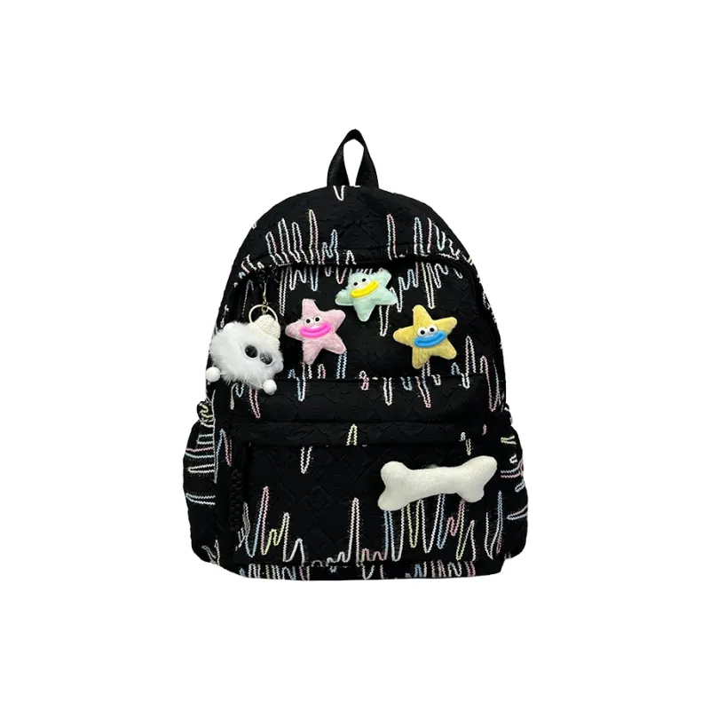 SEVENMOONS Nylon Backpack Unisex White/Black/Pink/Yellow/Sky Blue-3