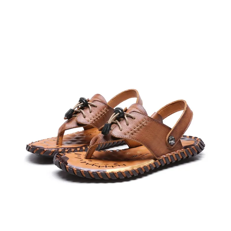 AMICNIEGD Beach Sandals Men Light Brown/Dark Brown/Khaki-13