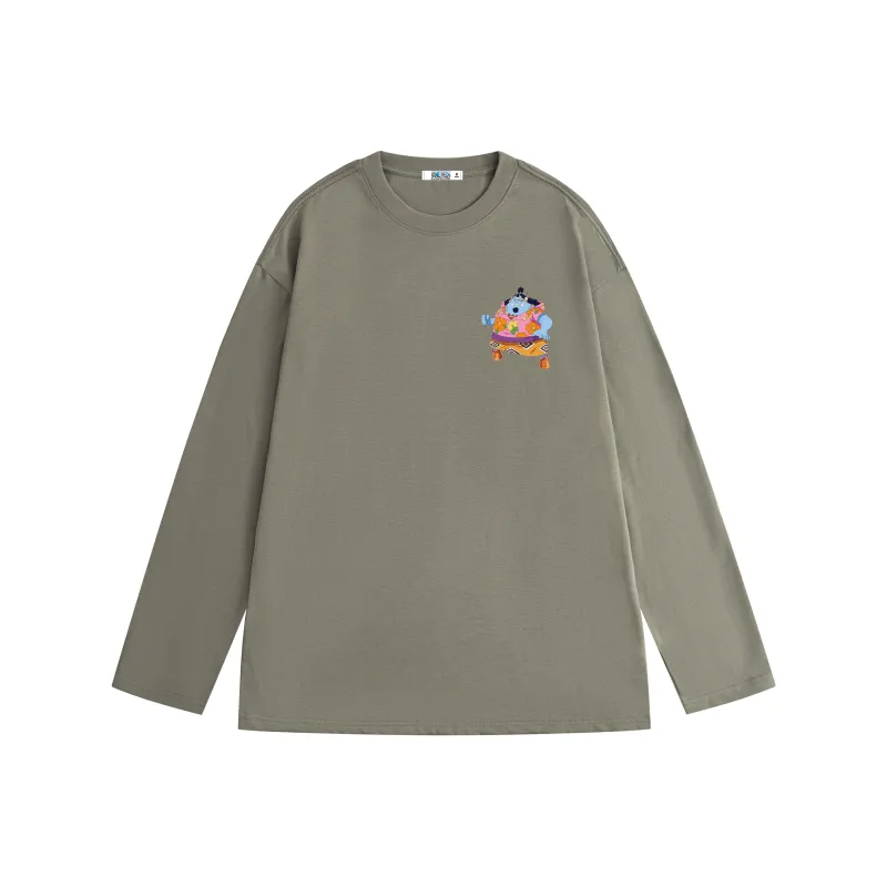 ONE PIECE Students' Casual Long Sleeved T Shirt Men's Solid Color Basic-8