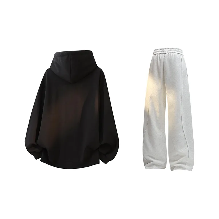 FAX FOR FMACM Sweatshirt Set Unisex Black+Black[Pants]-9