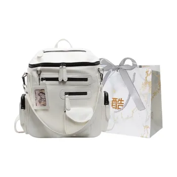 Cool PU Backpack Regular Women's Ecru/Silver/Black