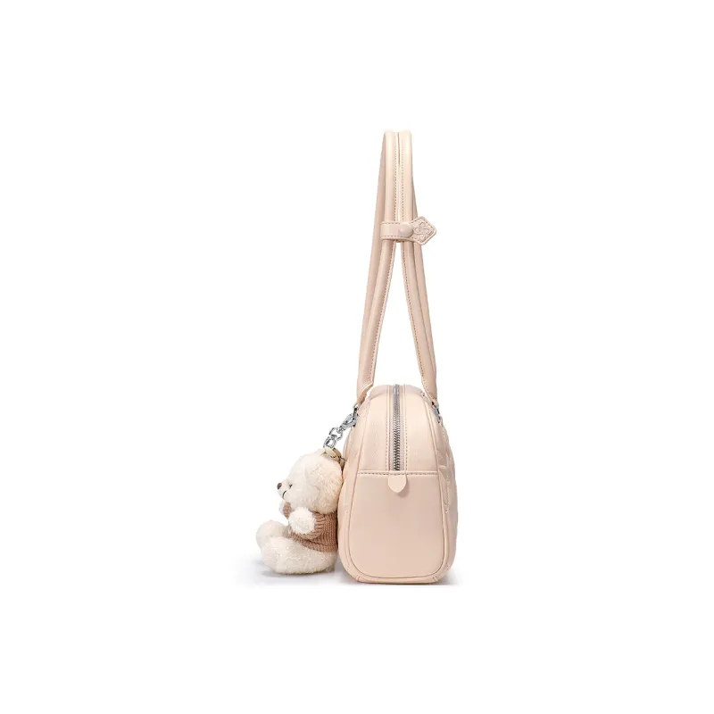 JUST STAR Synthetic Leather Shoulder Bag Regular Women's White Black Pink-12