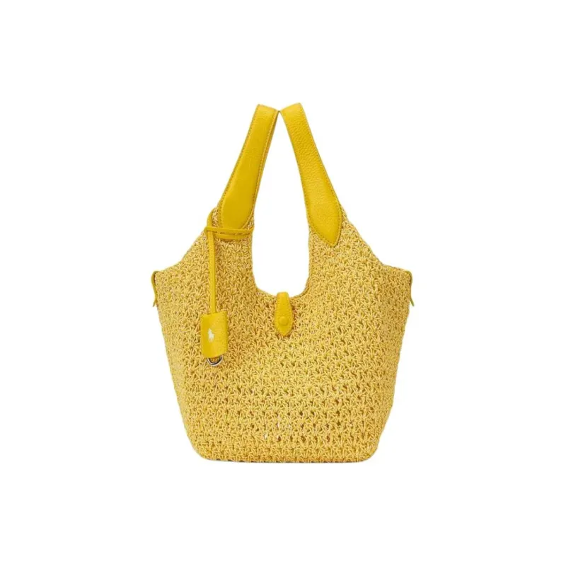 Polo Ralph Lauren Fabric Woven Bag, Tote Bag, Shopping Bag, Handbag Regular Women's Light Yellow-0