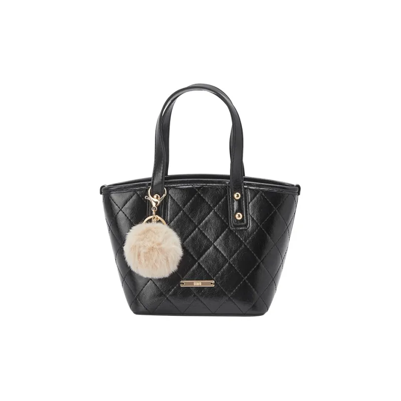 SEM/R Synthetic Leather Handbag Medium Size Women's Raw White/Smoky Gray Silver/Black-6