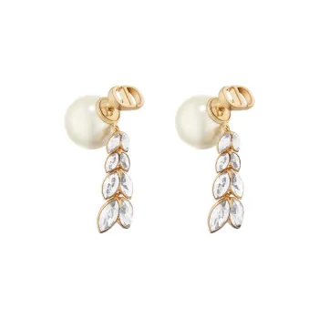 DIOR Resin Bead Ornament Earrings Unisex Gold