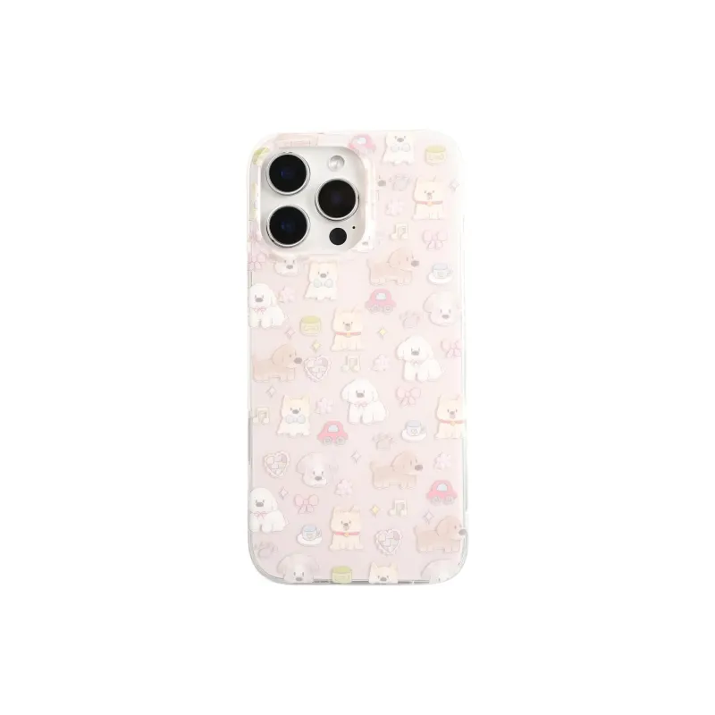 Sopi Acrylic Material Car Floral Puppy Stand Phone Cases Compatible With IPhone 16/15 Pro Max/Apple 13/14 Pro/Max-4