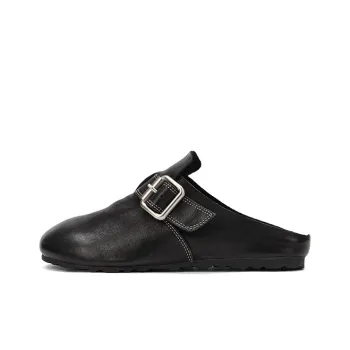 ZSBELLA Rubber Sole Abrasion Resistant Slip Resistant Wrap toe Slippers Women's Black
