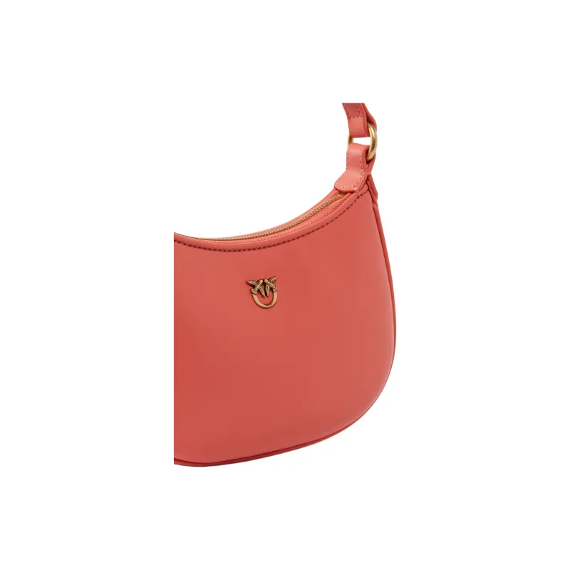 PINKO Half Moon Series Cow Leather Shoulder Bag Small Size Women's Pink-2