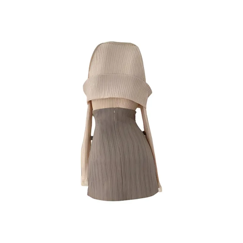 KKX Two Piece Skirt Sets Women's Khaki-1