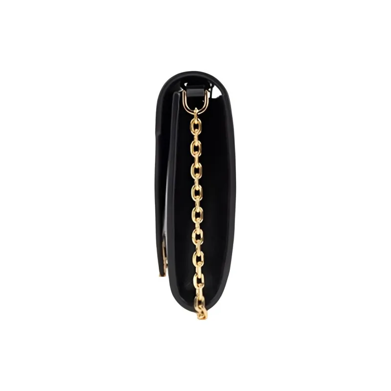 Lanvin Cow Leather Shoulder Bag Small Size Women's Black-2