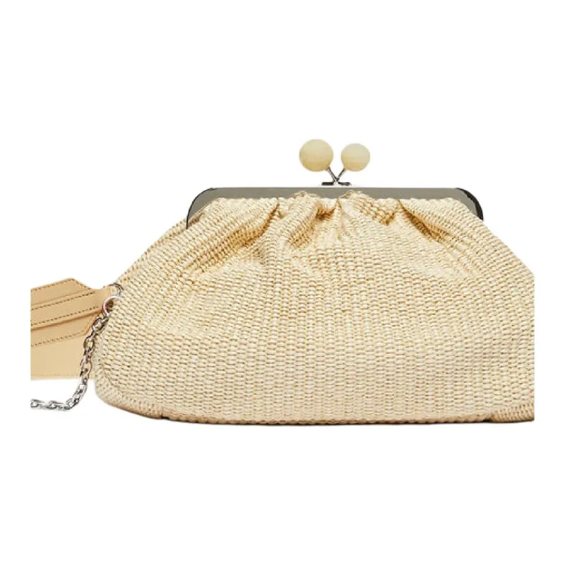 WEEKEND MaxMara Cotton Clutch Medium Size Women's Beige Yellow-1
